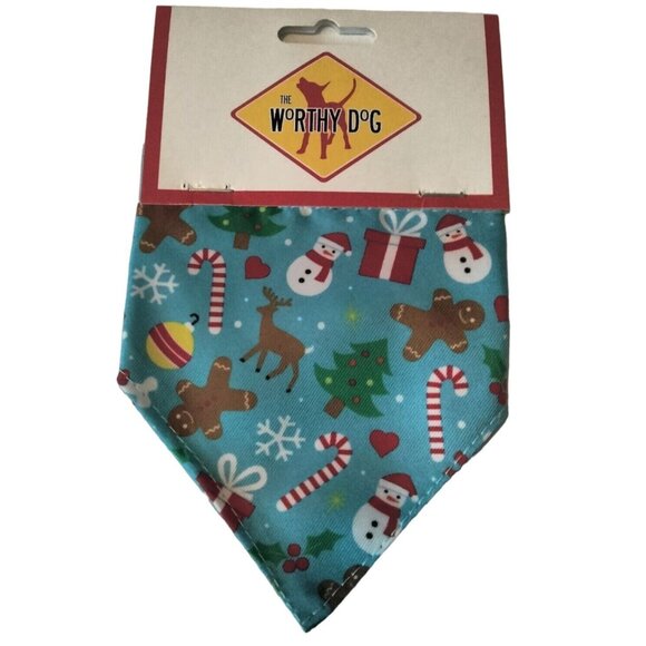 Dog Bandana Christmas Blue Winter Wonderland Worthy Dog - Picture 1 of 11